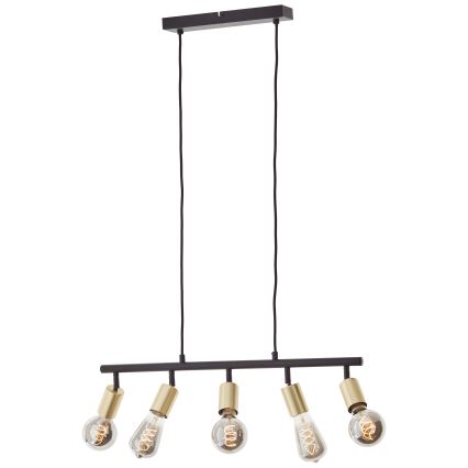 Brilliant - Laelühter kaabliga TIFFANY 5xE27/28W/230V must/messing