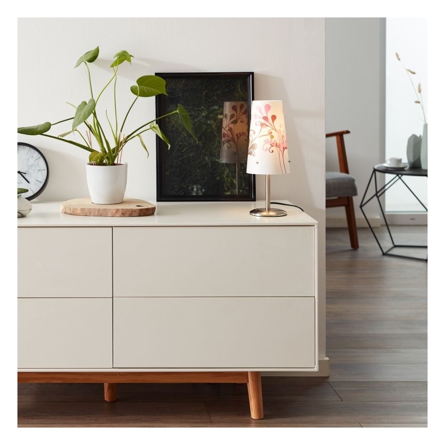 Brilliant - Laualamp ISI 1xE14/40W/230V valge/roosa/läikiv kroom