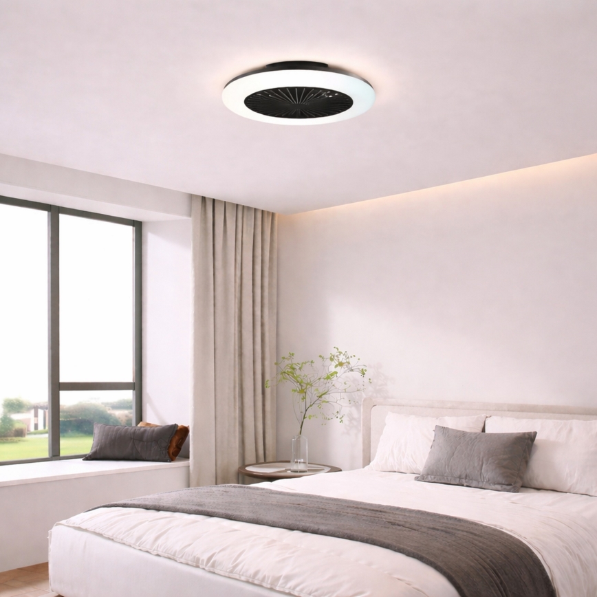 Brilliant - LED hämaratav laevalgusti ventilaatoriga MONTERO LED/20W/230V 2700-6500K, läbimõõt 42 cm, must + kaugjuhtimispult