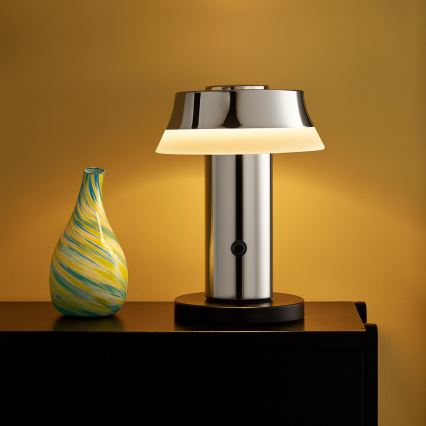 Brilliant - LED hämardatav laetav puutetundlik lauavalgusti KINICH LED/2,5W/5V 2700K 2600 mAh läikiv kroom