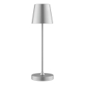 Brilliant - LED hämardatav laetav puutekontrolliga välistingimustesse mõeldud laualamp ELORA LED/2,5W/5V 2700K 2600 mAh IP44 hõbedane