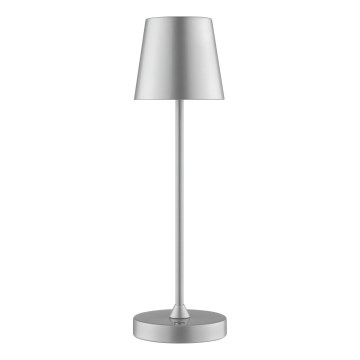 Brilliant - LED hämardatav laetav puutekontrolliga välistingimustesse mõeldud laualamp ELORA LED/2,5W/5V 2700K 2600 mAh IP44 hõbedane