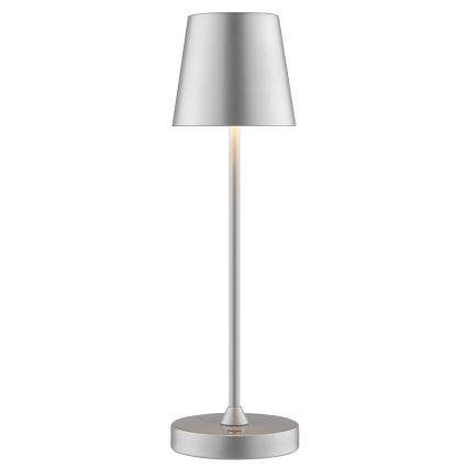 Brilliant - LED hämardatav laetav puutekontrolliga välistingimustesse mõeldud laualamp ELORA LED/2,5W/5V 2700K 2600 mAh IP44 hõbedane