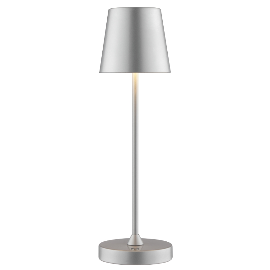 Brilliant - LED hämardatav laetav puutekontrolliga välistingimustesse mõeldud laualamp ELORA LED/2,5W/5V 2700K 2600 mAh IP44 hõbedane