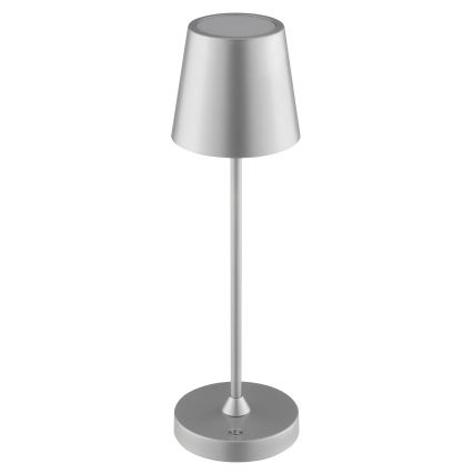 Brilliant - LED hämardatav laetav puutekontrolliga välistingimustesse mõeldud laualamp ELORA LED/2,5W/5V 2700K 2600 mAh IP44 hõbedane