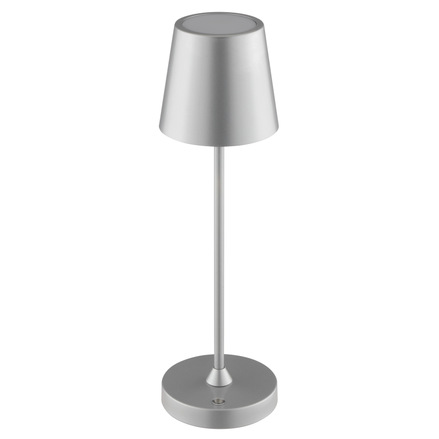 Brilliant - LED hämardatav laetav puutekontrolliga välistingimustesse mõeldud laualamp ELORA LED/2,5W/5V 2700K 2600 mAh IP44 hõbedane