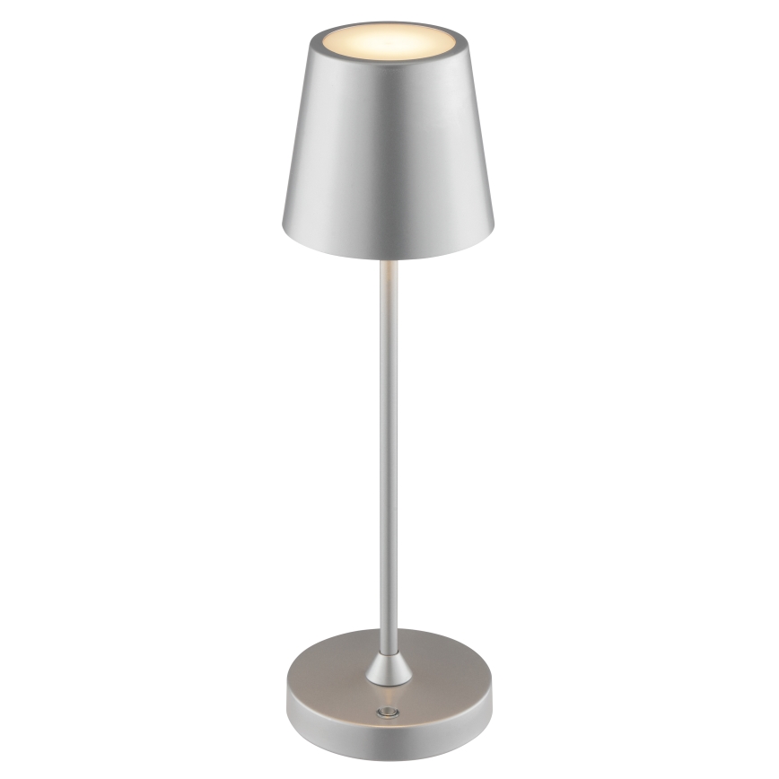 Brilliant - LED hämardatav laetav puutekontrolliga välistingimustesse mõeldud laualamp ELORA LED/2,5W/5V 2700K 2600 mAh IP44 hõbedane