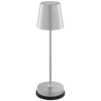 Brilliant - LED hämardatav laetav puutekontrolliga välistingimustesse mõeldud laualamp ELORA LED/2,5W/5V 2700K 2600 mAh IP44 hõbedane