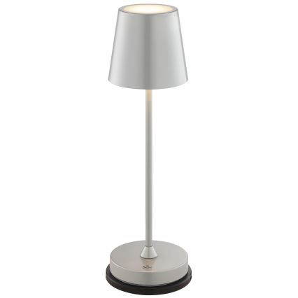 Brilliant - LED hämardatav laetav puutekontrolliga välistingimustesse mõeldud laualamp ELORA LED/2,5W/5V 2700K 2600 mAh IP44 hõbedane