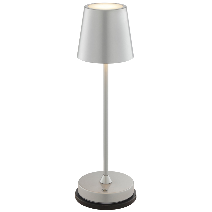Brilliant - LED hämardatav laetav puutekontrolliga välistingimustesse mõeldud laualamp ELORA LED/2,5W/5V 2700K 2600 mAh IP44 hõbedane