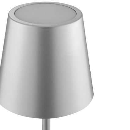 Brilliant - LED hämardatav laetav puutekontrolliga välistingimustesse mõeldud laualamp ELORA LED/2,5W/5V 2700K 2600 mAh IP44 hõbedane