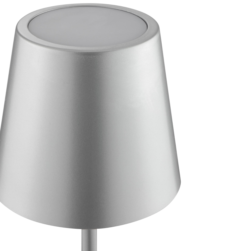 Brilliant - LED hämardatav laetav puutekontrolliga välistingimustesse mõeldud laualamp ELORA LED/2,5W/5V 2700K 2600 mAh IP44 hõbedane