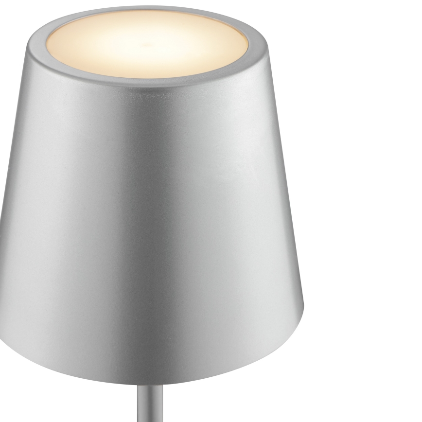 Brilliant - LED hämardatav laetav puutekontrolliga välistingimustesse mõeldud laualamp ELORA LED/2,5W/5V 2700K 2600 mAh IP44 hõbedane
