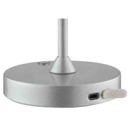 Brilliant - LED hämardatav laetav puutekontrolliga välistingimustesse mõeldud laualamp ELORA LED/2,5W/5V 2700K 2600 mAh IP44 hõbedane