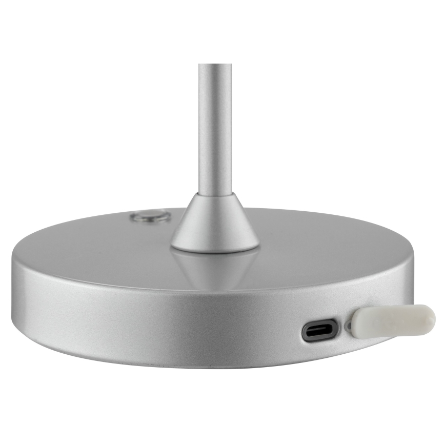 Brilliant - LED hämardatav laetav puutekontrolliga välistingimustesse mõeldud laualamp ELORA LED/2,5W/5V 2700K 2600 mAh IP44 hõbedane