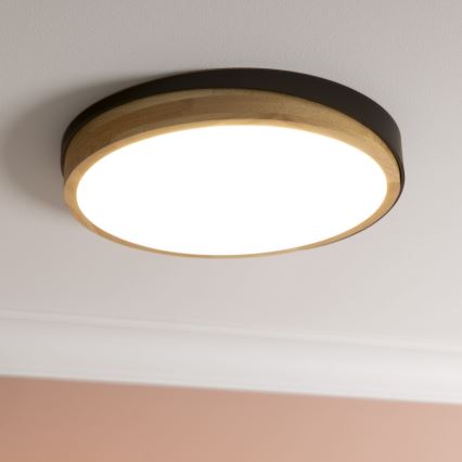 Brilliant - LED Hämardatav laevalgusti BAARLO LED/24W/230V d. 35 cm must/kummi-viigipuu