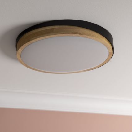 Brilliant - LED Hämardatav laevalgusti BAARLO LED/24W/230V d. 35 cm must/kummi-viigipuu