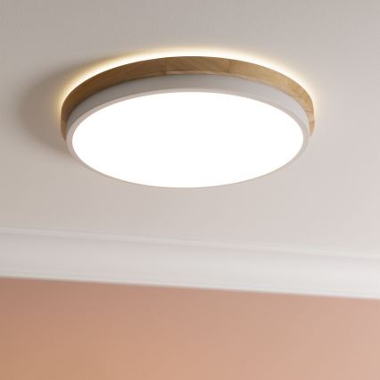 Brilliant - LED Hämardatav laevalgusti BAARLO LED/24W/230V d. 35 cm valge/kummi-viigipuu - FSC sertifitseeritud