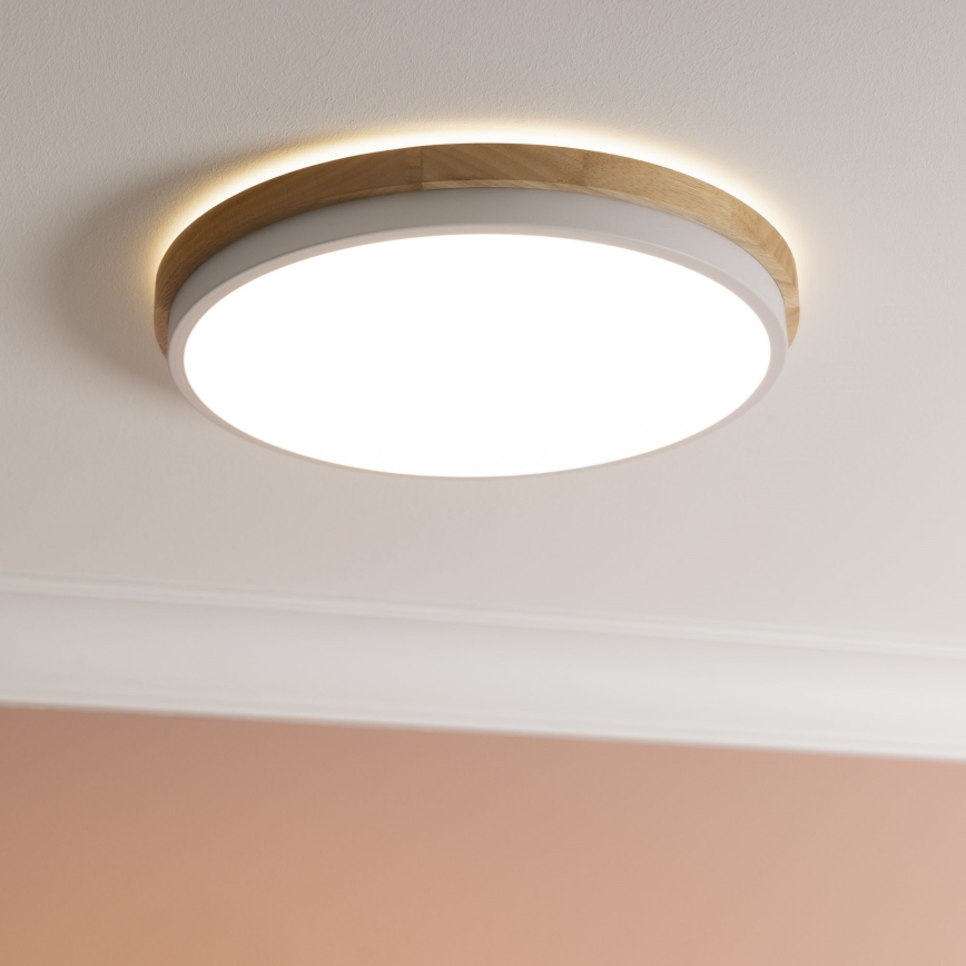 Brilliant - LED Hämardatav laevalgusti BAARLO LED/24W/230V d. 35 cm valge/kummi-viigipuu - FSC sertifitseeritud