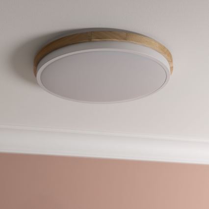 Brilliant - LED Hämardatav laevalgusti BAARLO LED/24W/230V d. 35 cm valge/kummi-viigipuu - FSC sertifitseeritud