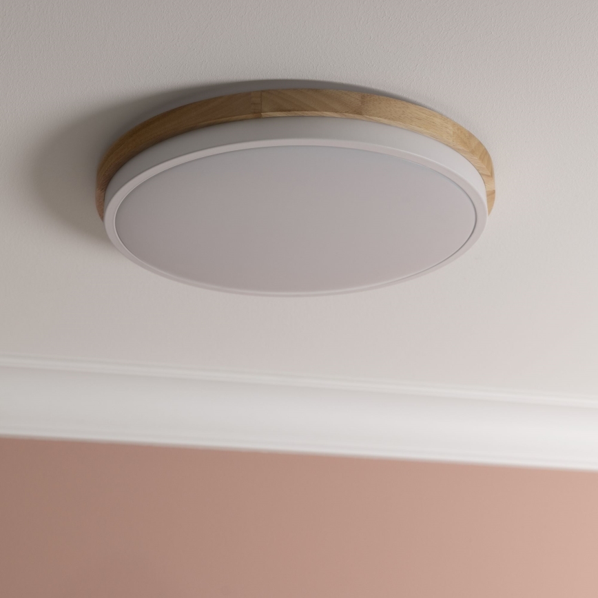 Brilliant - LED Hämardatav laevalgusti BAARLO LED/24W/230V d. 35 cm valge/kummi-viigipuu - FSC sertifitseeritud