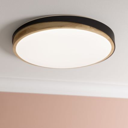 Brilliant - LED Hämardatav laevalgusti BAARLO LED/36W/230V 3000-6500K d. 50 cm must/kummi-viigipuu + kaugjuhtimispult