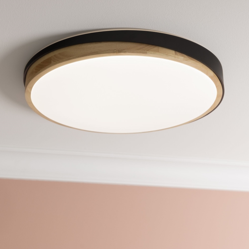 Brilliant - LED Hämardatav laevalgusti BAARLO LED/36W/230V 3000-6500K d. 50 cm must/kummi-viigipuu + kaugjuhtimispult