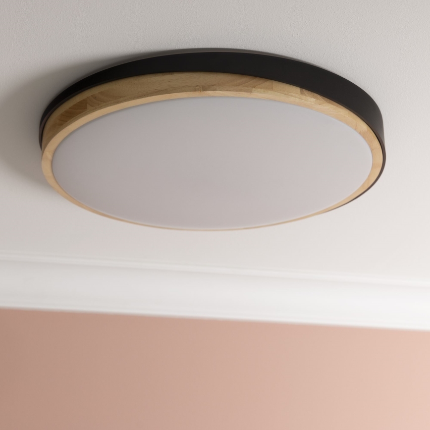 Brilliant - LED Hämardatav laevalgusti BAARLO LED/36W/230V 3000-6500K d. 50 cm must/kummi-viigipuu + kaugjuhtimispult