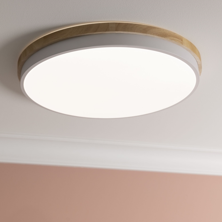 Brilliant - LED Hämardatav laevalgusti BAARLO LED/36W/230V 3000-6500K d. 50 cm valge/kummi-viigipuu + kaugjuhtimispult - FSC sertifitseeritud