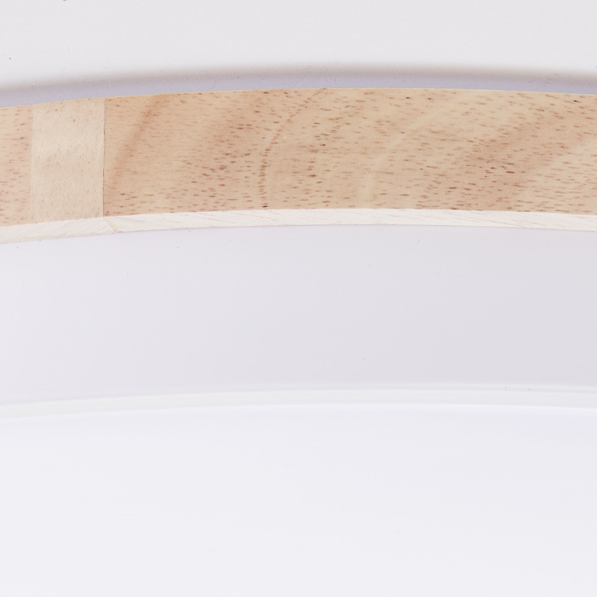 Brilliant - LED Hämardatav laevalgusti BAARLO LED/36W/230V 3000-6500K d. 50 cm valge/kummi-viigipuu + kaugjuhtimispult - FSC sertifitseeritud