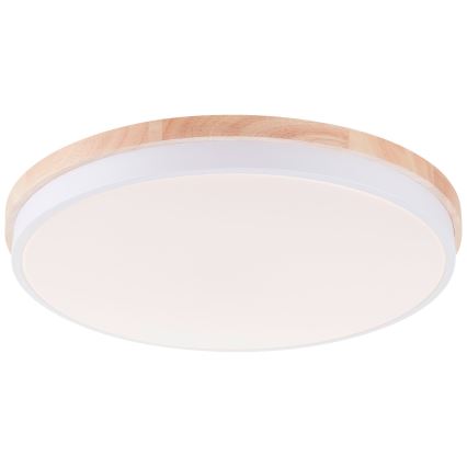 Brilliant - LED Hämardatav laevalgusti BAARLO LED/36W/230V 3000-6500K d. 50 cm valge/kummi-viigipuu + kaugjuhtimispult