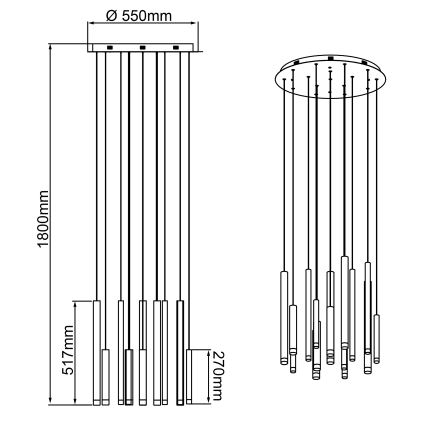 Brilliant - LED hämardatav lühter kaablil CEMBALO LED/70W/230V matt kroom/must/pruun