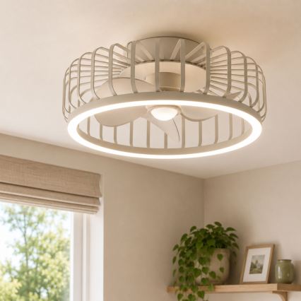Brilliant - Hämardatav laevalgusti ventilaatoriga CAPO LED/36W/230V 2700-6500K läbimõõt 48 cm beež + kaugjuhtimispult