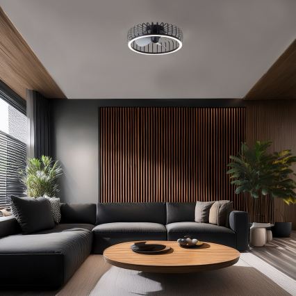 Brilliant - CAPO LED-hämardatav laevalgusti ventilaatoriga LED/36W/230V 2700-6500K läbimõõt 48 cm must + kaugjuhtimispult