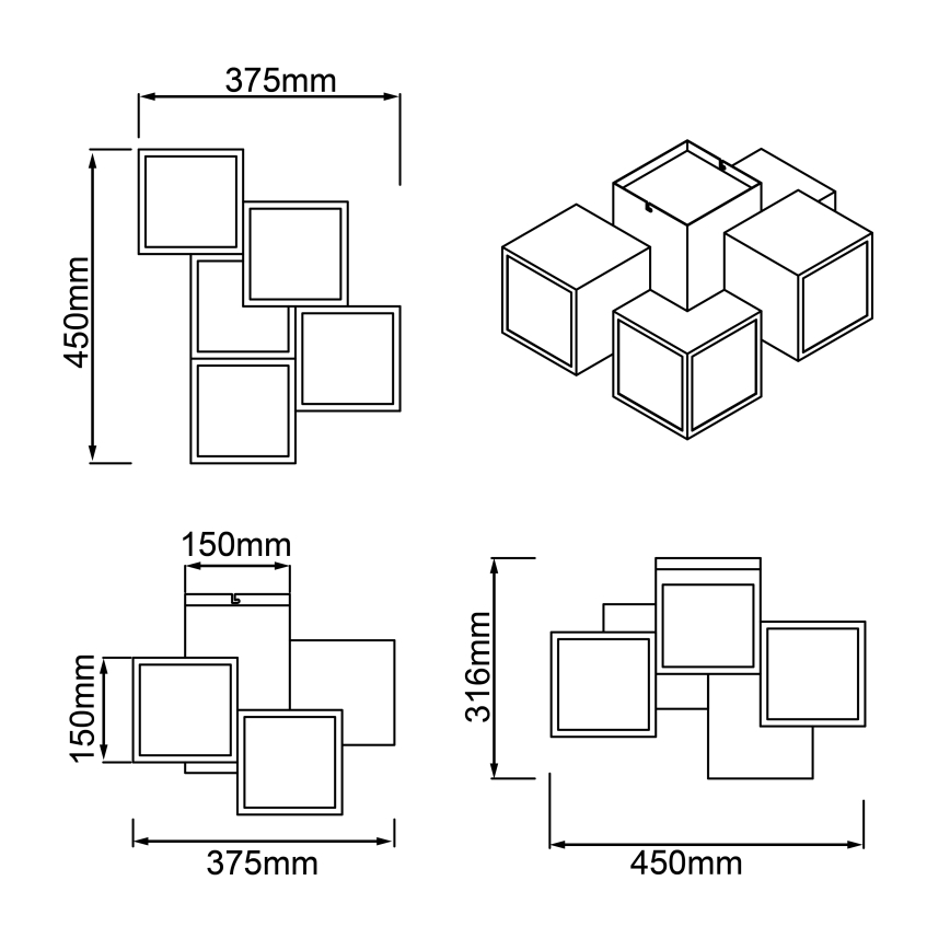 Brilliant - LED Laevalgusti CUBIX 5xLED/7,6W/230V 3000K valge