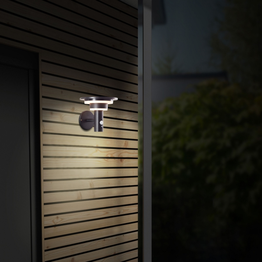 Brilliant - LED Päikesepaneeliga seinavalgusti koos anduriga GARVINA LED/3W/3,7V IP44 must