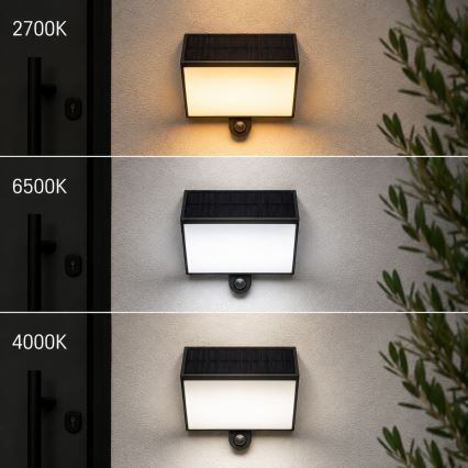 Brilliant - LED päikese seinavalgusti anduriga SIERRA LED/6W/3,7V 2700/4000/6500K 2000 mAh IP54 must