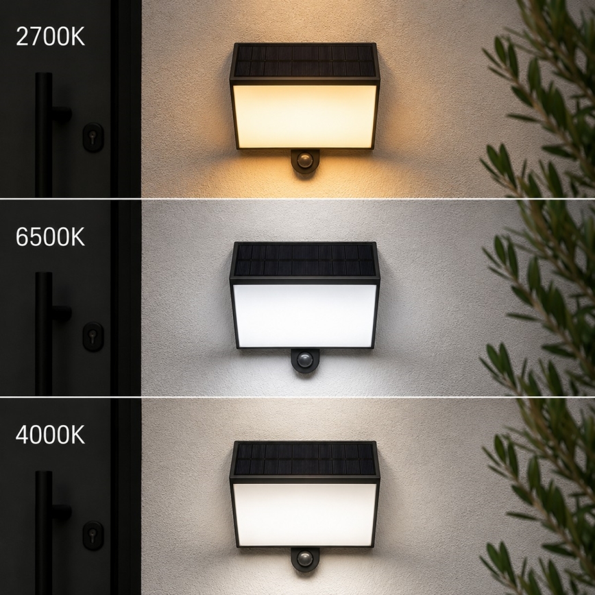 Brilliant - LED päikese seinavalgusti anduriga SIERRA LED/6W/3,7V 2700/4000/6500K 2000 mAh IP54 must