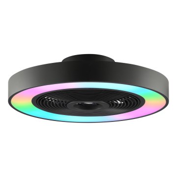 Brilliant - LED RGBW hämardatav laevalgusti ventilaatoriga CATANIA LED/37W/230V 2700-6500K läbimõõt 48,6 cm must + kaugjuhtimispult