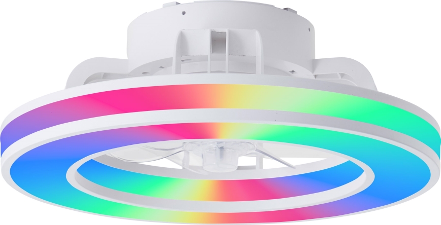 Brilliant - LED RGBW Hämardatav laeventilaator MONDELLO LED/26W/230V 2700-6500K d. 41,5 cm valge + kaugjuhtimispult