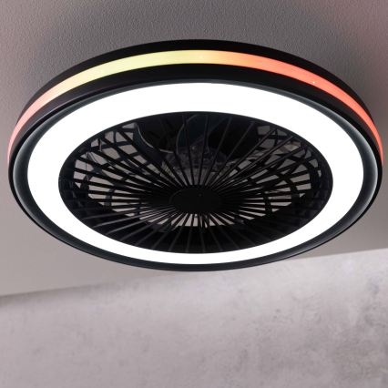 Brilliant - LED RGBW hämardatav laelamp ventilaatoriga PALMERO LED/40W/230V 2700-6500K läbimõõt 46,6 cm beež + kaugjuhtimispult