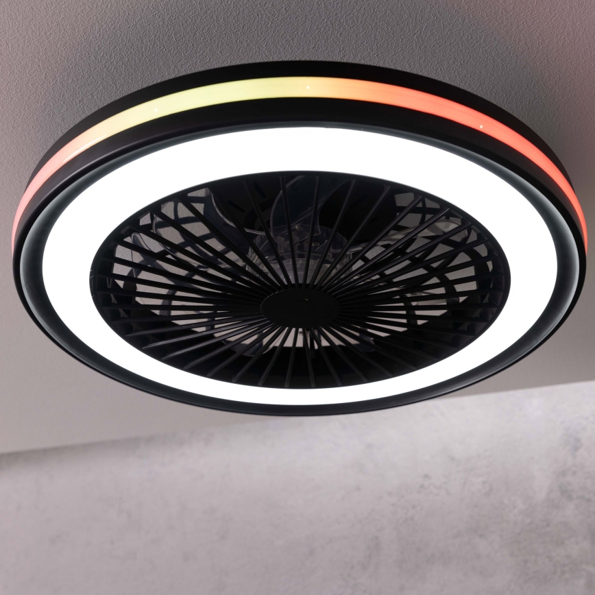 Brilliant - LED RGBW hämardatav laelamp ventilaatoriga PALMERO LED/40W/230V 2700-6500K läbimõõt 46,6 cm beež + kaugjuhtimispult