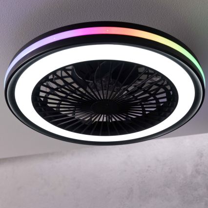Brilliant - LED RGBW hämardatav laelamp ventilaatoriga PALMERO LED/40W/230V 2700-6500K läbimõõt 46,6 cm beež + kaugjuhtimispult