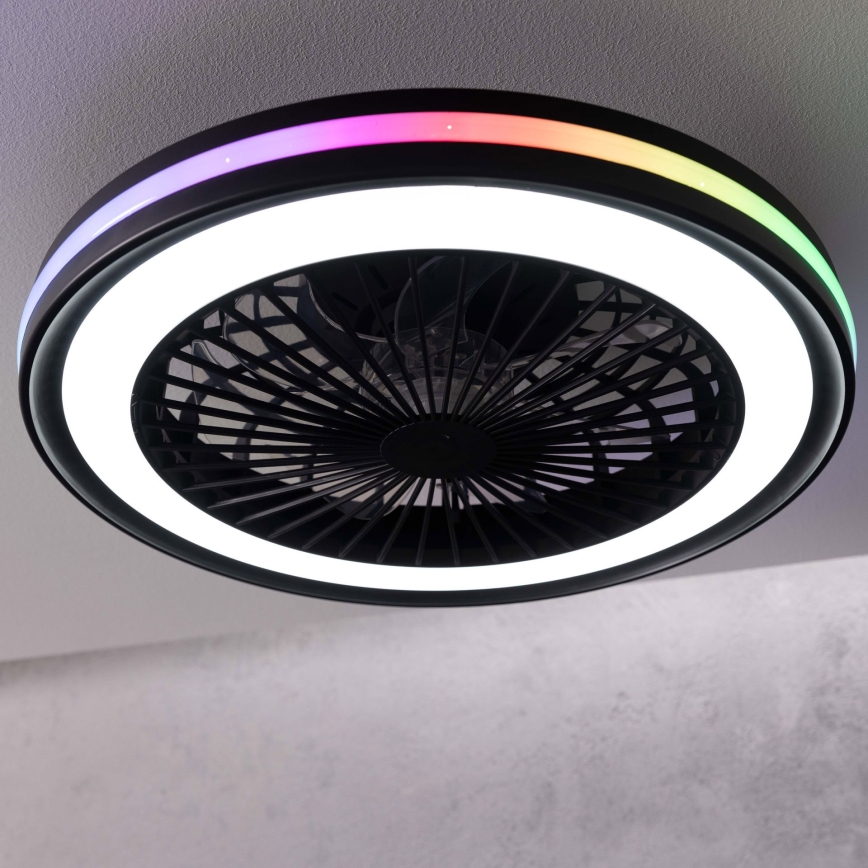 Brilliant - LED RGBW hämardatav laelamp ventilaatoriga PALMERO LED/40W/230V 2700-6500K läbimõõt 46,6 cm beež + kaugjuhtimispult