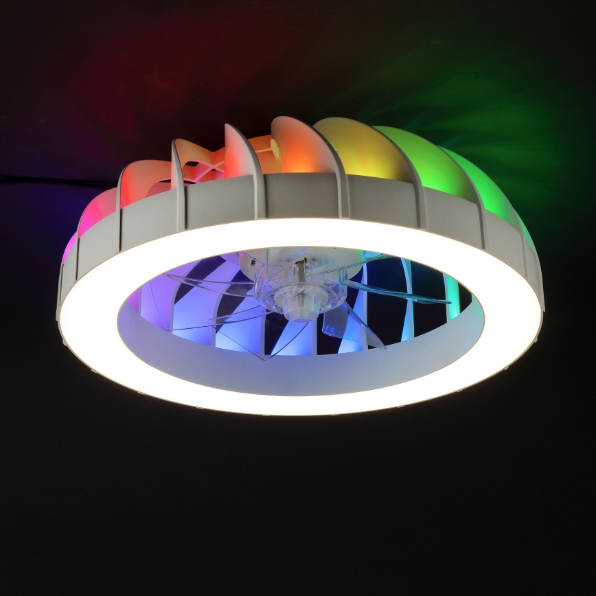 Brilliant - LED RGBW reguleeritav laeventilaator valgusega FANORA LED/30W/230V 2700-6500K läbimõõt 46 cm valge + kaugjuhtimispult