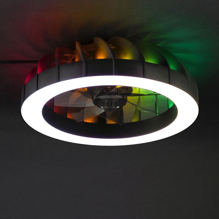 Brilliant - LED RGBW reguleeritav laeventilaator valgusega FANORA LED/30W/230V 2700-6500K läbimõõt 46 cm must + kaugjuhtimispult