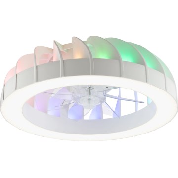 Brilliant - LED RGBW reguleeritav laeventilaator valgusega FANORA LED/30W/230V 2700-6500K läbimõõt 46 cm valge + kaugjuhtimispult