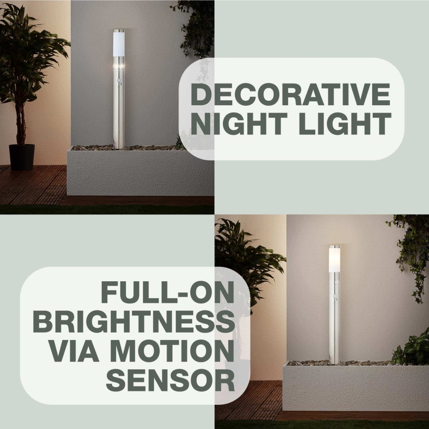 Brilliant - LED Välivalgusti anduriga LEIGH LED/0,9W/230V + 1xE27/11W 80 cm IP44 läikiv kroom
