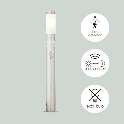 Brilliant - LED Välivalgusti anduriga LEIGH LED/0,9W/230V + 1xE27/11W 80 cm IP44 läikiv kroom
