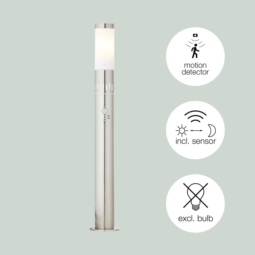 Brilliant - LED Välivalgusti anduriga LEIGH LED/0,9W/230V + 1xE27/11W 80 cm IP44 läikiv kroom